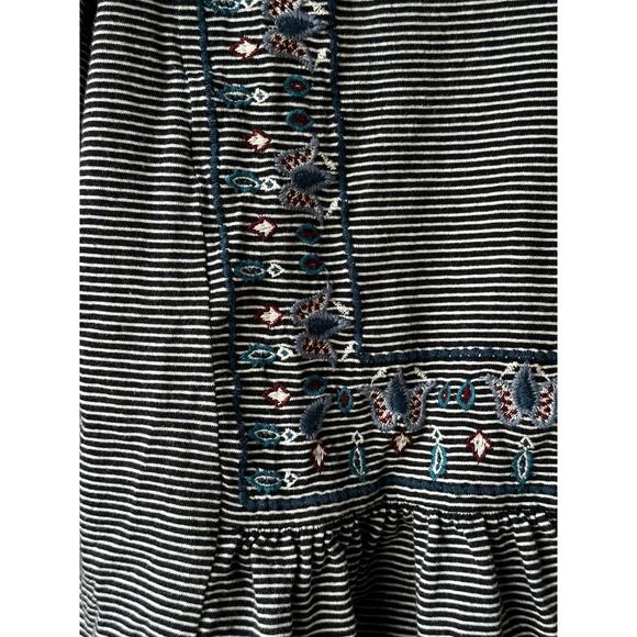 LOFT Striped Embroidered Peplum Blouse Women’s Medium Bell Sleeve Boho Top - Picture 3 of 4